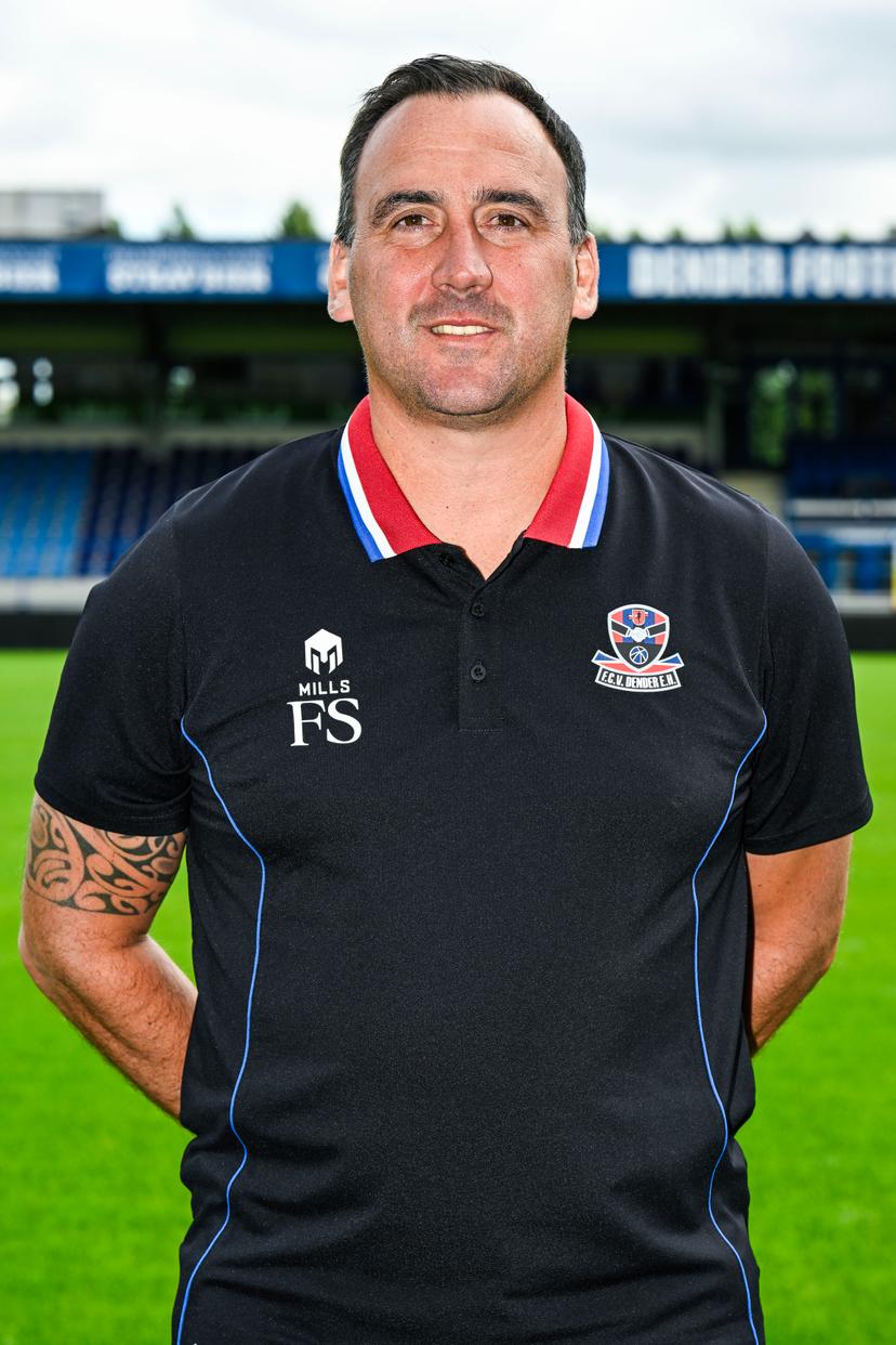 Dender's assistant coach Frederic Stilmant poses for a portrait picture at the 2025-2026 season photoshoot of Belgian Jupiler Pro League team FCV Dender EH, Monday 21 July 2025 in Denderleeuw. BELGA PHOTO TOM GOYVAERTS