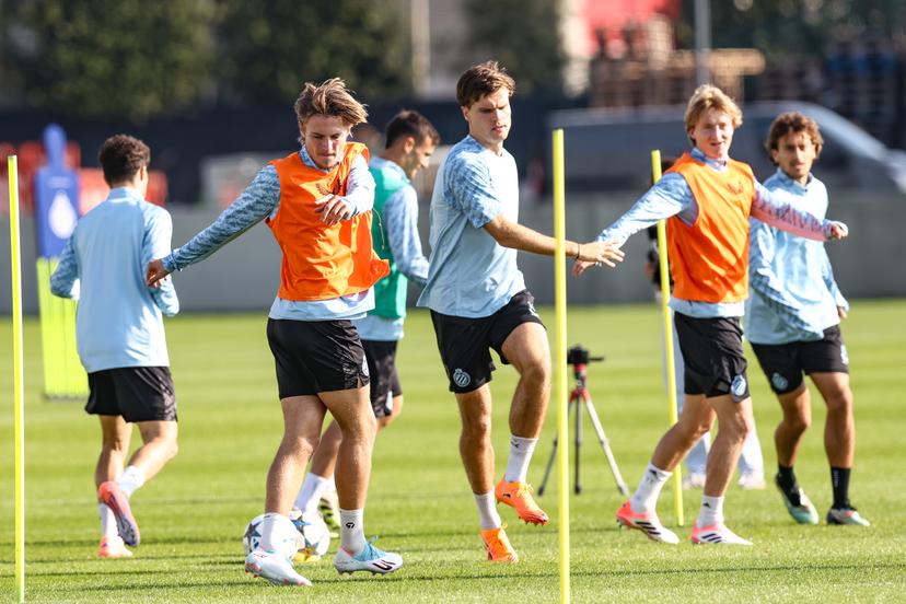 Club's players pictured during a training session of Belgian soccer team Club Brugge, in Brugge, on Monday 29 September 2025. The team is preparing for tomorrow's game against Italian Atalanta BC, on day two of the League phase of the UEFA Champions League tournament. BELGA PHOTO BRUNO FAHY