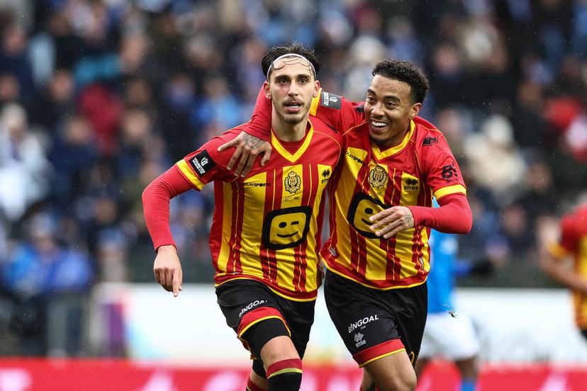 Mechelen's Jose Marsa celebrates after scoring during a soccer match between KRC Genk and KV Mechelen, Sunday 23 November 2025 in Genk, a game of day 15 of the 2025-2026 'Jupiler Pro League' first division of the Belgian championship. BELGA PHOTO BRUNO FAHY