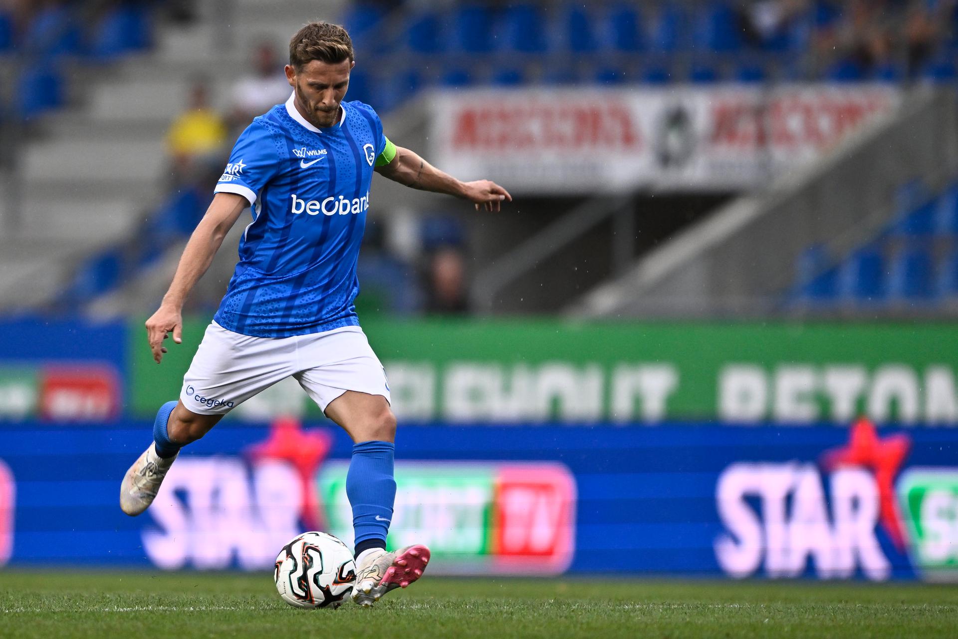 Genk's Patrik Hrosovsky pictured during the fanday of Belgian soccer team KRC Genk on Saturday 19 July 2025, in Genk. The team is preparing for the upcoming 2025-2026 first division season. BELGA PHOTO JOHAN EYCKENS