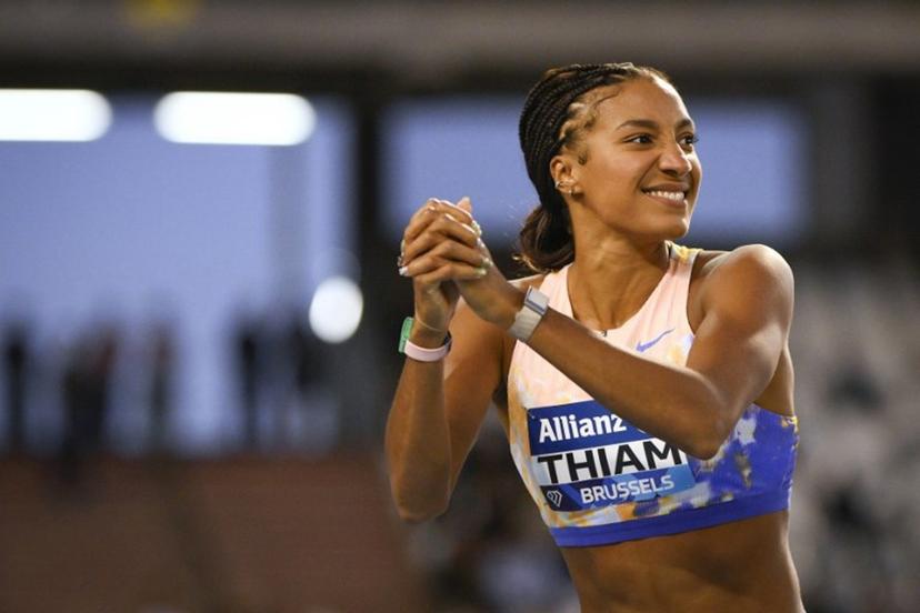 Belgium's Nafissatou Thiam reacts as she competes in the women's High Jump during the World Athletics Diamond League athletics meeting at the King Baudouin Stadium in Brussels, on September 5, 2026.  JOHN THYS / AFP