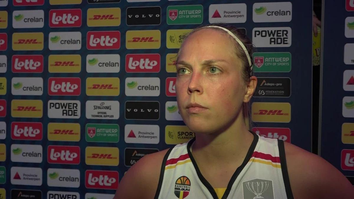 Video showing 00:00:00:00 - 00:02:43:02 French interview with Belgian Cat Julie Allemand after a basketball game between Belgian national team the Belgian Cats and Lithunia, a qualification game (3/6) for the 2025 Eurobasket tournament, on Thursday 07 November 2024 in Antwerp, Belgium. BELGA VIDEO MAARTEN WEYNANTS.
