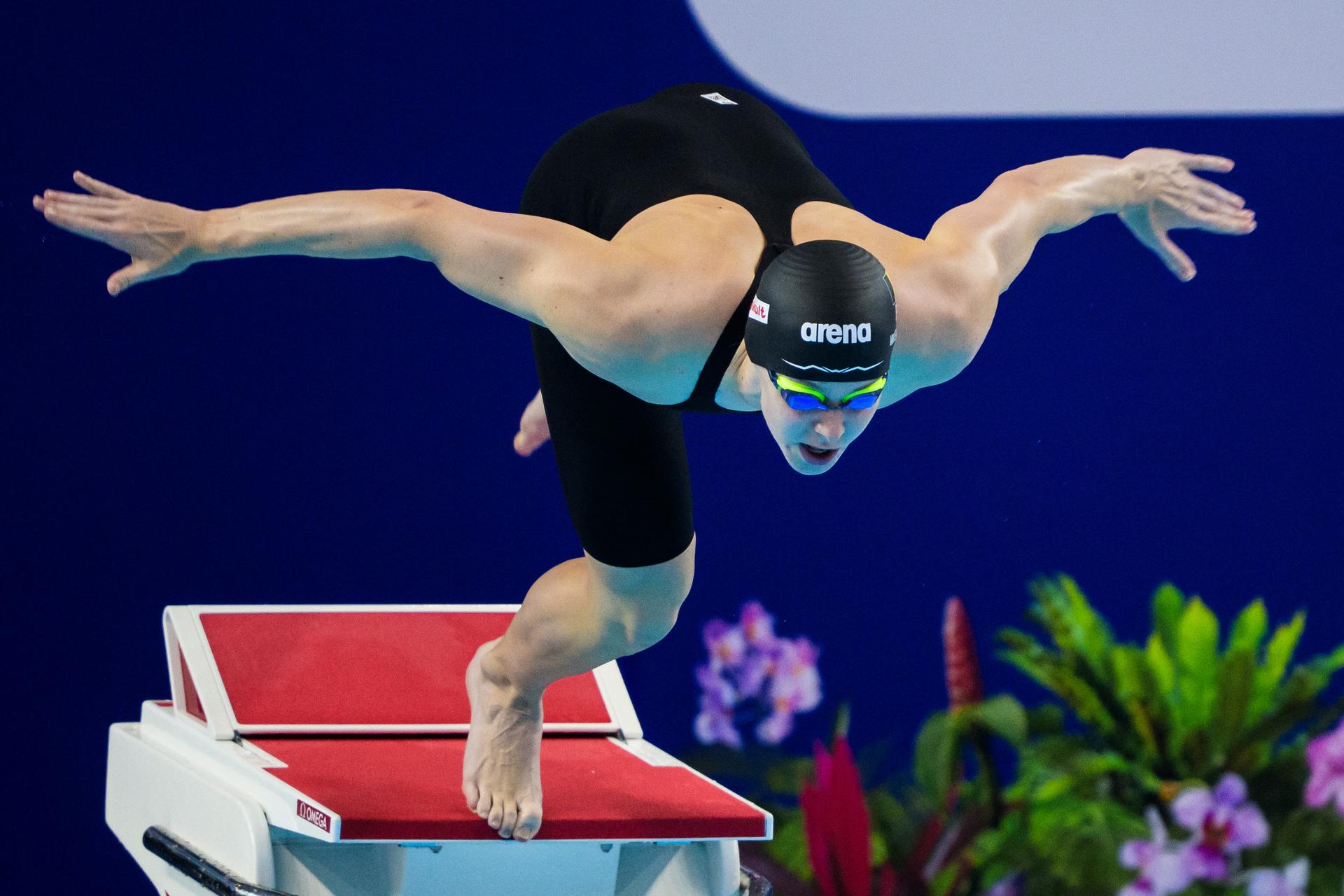 ATTENTION EDITORS - BENELUX ONLY - 250802 Roos Vanotterdijk of Belgium competes in women's 50 meters butterfly swimming final during day 23 of the World Aquatics Championships on August 2, 2025 in Singapore.  Photo: Joel Marklund / BILDBYRÅN / kod JM / JM0715 bbeng simning swimming svømming sim-vm vm sim-vm 2025 world aquatics championships 2025 dam