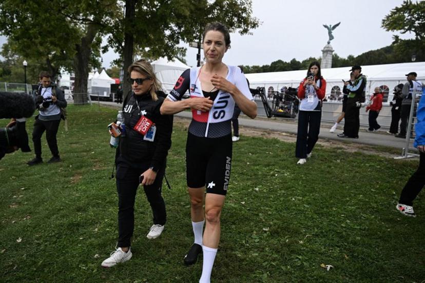 Switzerland's Marlen Reusser is seen after racing during the 2026 Union Cycliste Internationale (UCI) Road World Championships in Montreal, Quebec, on September 20, 2026.  Andrej Ivanov / AFP