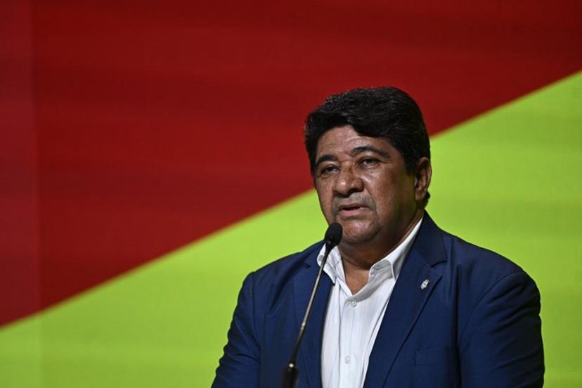 Brazil's Football Confederation president Ednaldo Rodrigues delivers a speech during a press conference in Rio de Janeiro, Brazil on May 10, 2024. Brazil's national football team head coach, Dorival Junior, named the squad that will participate in the upcoming Copa America in US. MAURO PIMENTEL / AFP