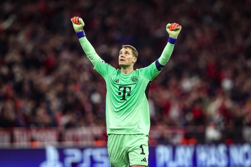 Bayern's goalkeeper Manuel Neuer celebrates during a game between German club FC Bayern Munchen and Belgian soccer team Club Brugge, on Wednesday 22 October 2025 in Munich, Germany, on day three of the League phase of the UEFA Champions League tournament. BELGA PHOTO BRUNO FAHY