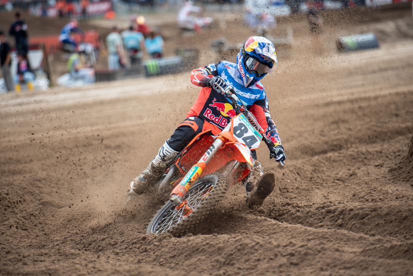 the Netherlands' Jeffrey Herlings pictured in action during the motocross MXGP Grand Prix Flanders, race 15/20 of the FIM Motocross World Championship, Sunday 03 August 2025 in Lommel. BELGA PHOTO JONAS ROOSENS