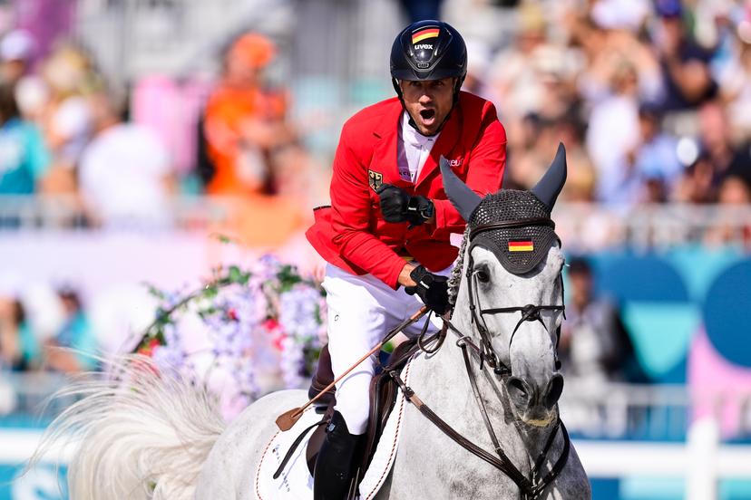German rider Christian Kukuk reacts during the Equestrian Mixed Individual Jumping final at the Paris 2024 Olympic Games, on Tuesday 06 August 2024 in Paris, France. The Games of the XXXIII Olympiad are taking place in Paris from 26 July to 11 August. The Belgian delegation counts 165 athletes competing in 21 sports. BELGA PHOTO DIRK WAEM
