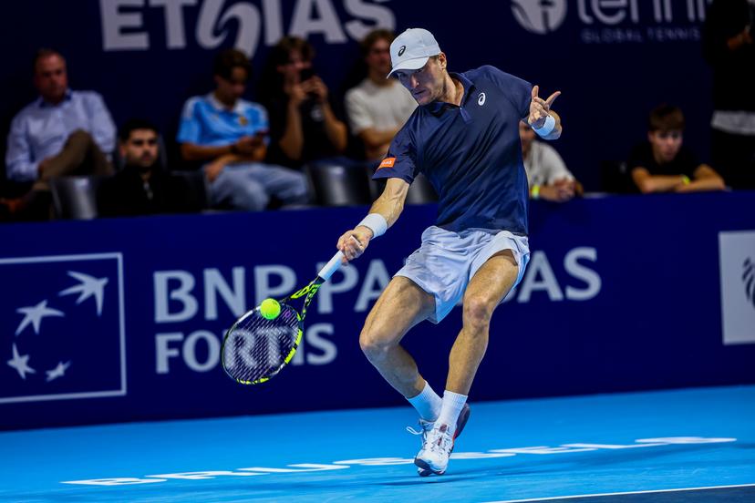 Belgian Raphael Collignon pictured in action during the European Open ATP tennis tournament in Brussels, on Tuesday 14 October 2025. This year's edition of the tournament is taking place from 12 to 19 October 2025. BELGA PHOTO JASPER JACOBS