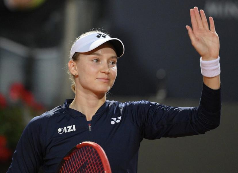 Kazakhstan's Elena Rybakina celebrates after winning against Czech Republic's Karolina Pliskova during the ATP Rome Open tennis tournament at Foro Italico in Rome on May 11, 2026.   Tiziana FABI / AFP