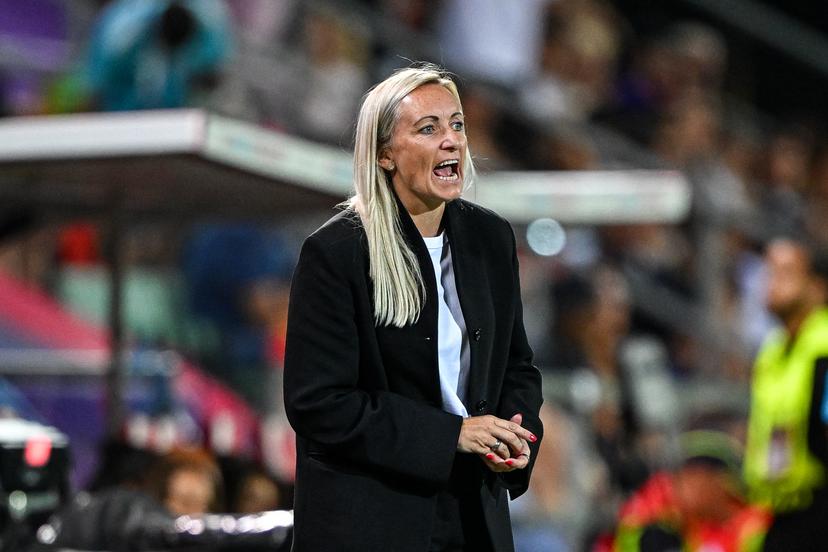 Elisabet GUNNARSDOTTIR head coach of Belgium during the women's UEFA Euro 2025 match between Portugal and Belgium at Stade de Tourbillon on July 11, 2025 in Sion, Switzerland. (Photo by Baptiste Fernandez/Icon Sport) BENELUX ONLY
