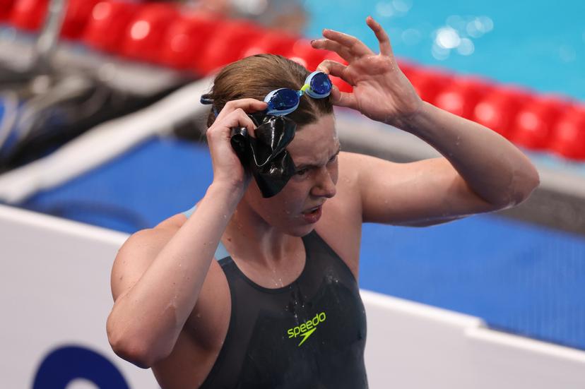Belgian athlete Roos Vanotterdijk reacts after she did not qualify for the semifinals of the Women's 100m Freestyle, at the European Aquatics Championships in Paris, France on Monday 10 August 2026. BELGA PHOTO VIRGINIE LEFOUR