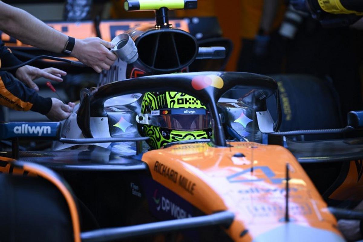 McLaren's British driver Lando Norris looks on in the cockpit of his car during the third practice session of the Mexico City Formula One Grand Prix at the Hermanos Rodriguez racetrack in Mexico City on October 25, 2025.  Alfredo ESTRELLA / AFP