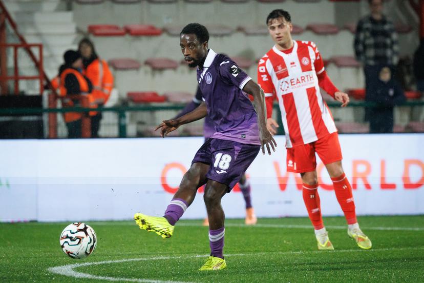 RSCA Futures' Majeed Ashimeru pictured in action during a soccer game between KV Kortrijk and RSCA Futures, Saturday 20 December 2025 in Kortrijk, on day 19 of the 2025-2026 'Challenger Pro League' 1B second division of the Belgian championship. BELGA PHOTO KURT DESPLENTER