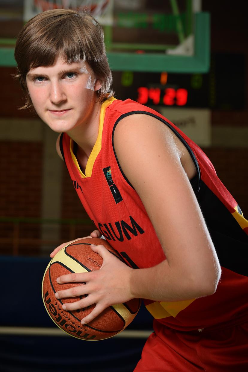 20150701 - GENT, BELGIUM: Lore Devos pictured before a friendly basket match between Belgium and Turkey, in Gent, Wednesday 01 July 2015. Team Belgium is preparing for the EYOF, European Youth Olympic Festival, in Tbilisi, Georgia. BELGA PHOTO DAVID STOCKMAN