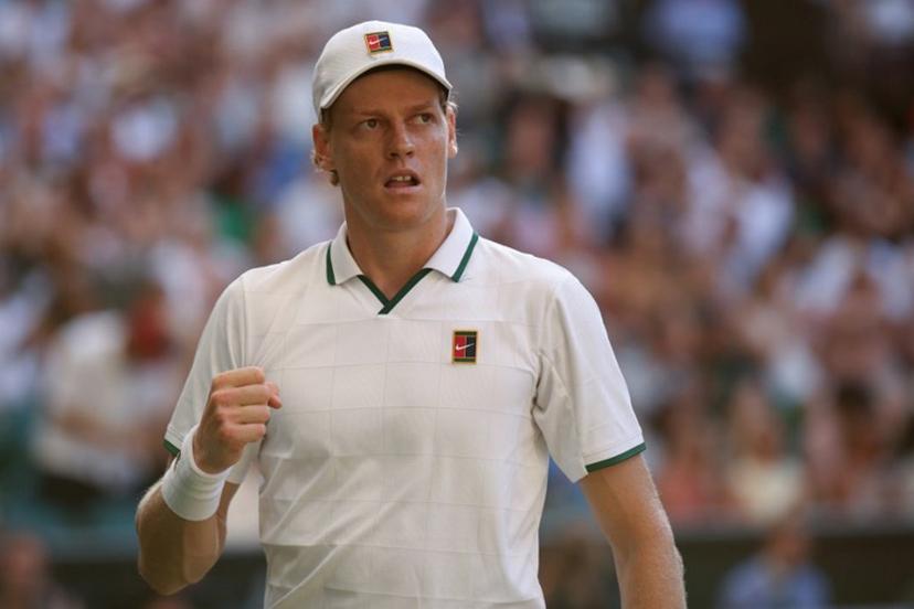Italy's Jannik Sinner celebrates breaking the serve of Germany's Alexander Zverev during their men's singles final tennis match on the fourteenth day of the 2026 Wimbledon Championships at The All England Lawn Tennis and Croquet Club in Wimbledon, southwest London, on July 12, 2026.  Henry NICHOLLS / AFP