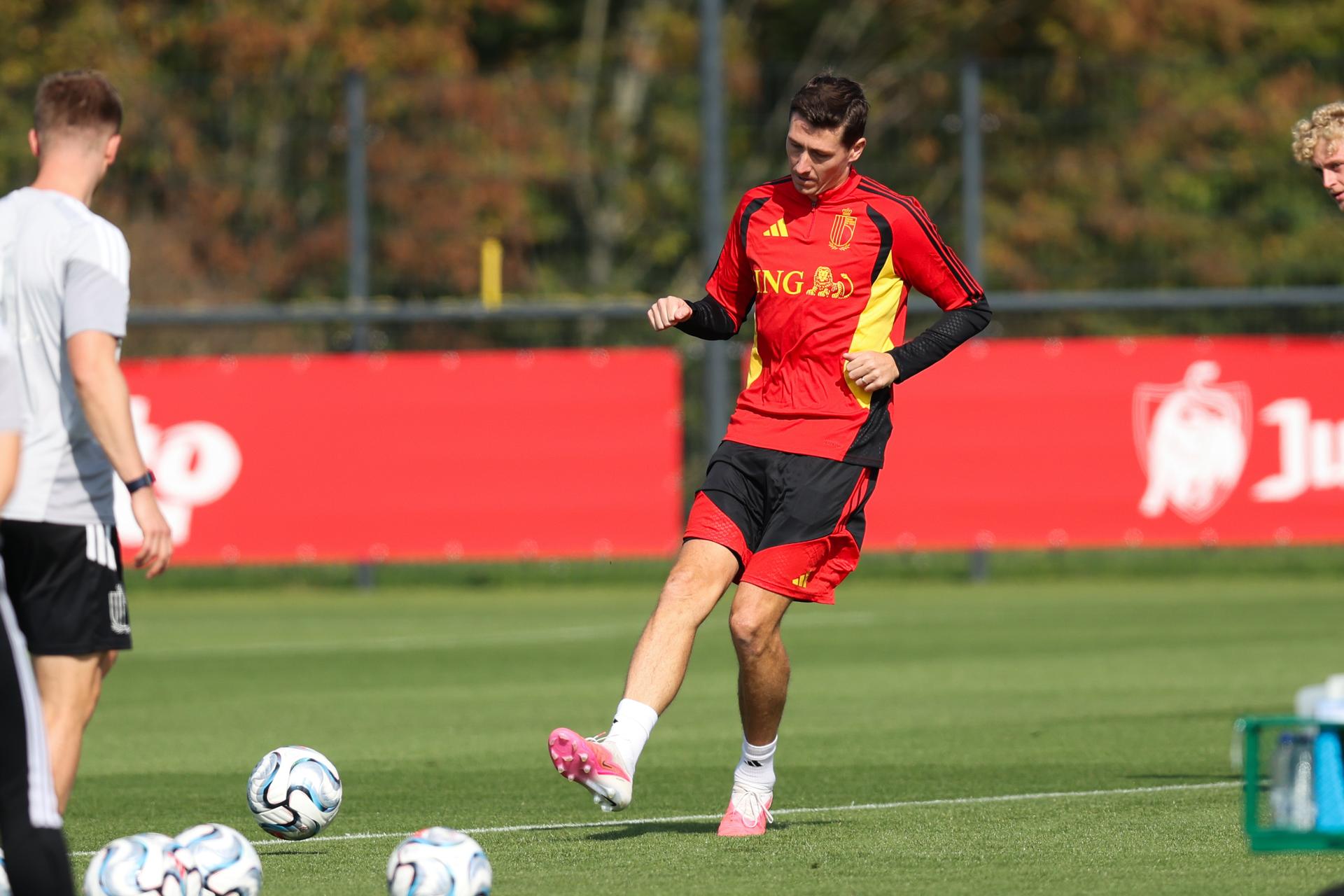 Belgium's Hans Vanaken pictured during a training session of the Red Devils, the Belgian national soccer team, on Sunday 27 September 2026 in Tubize. The team is preparing for the second game of the UEFA Nations League against France on Monday. BELGA PHOTO BRUNO FAHY
