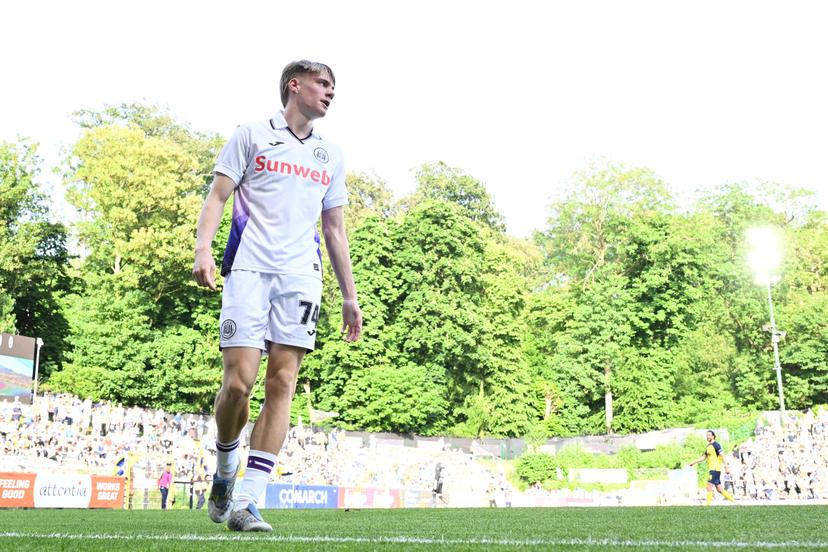 Anderlecht's Nathan De Cat pictured during a soccer match between Royale Union Saint-Gilloise and RSC Anderlecht, Sunday 24 May 2026 in Brussels, on the last day of the Champion's Play-offs of the 2025-2026 'Jupiler Pro League' first division of the Belgian championship. BELGA PHOTO MAARTEN STRAETEMANS