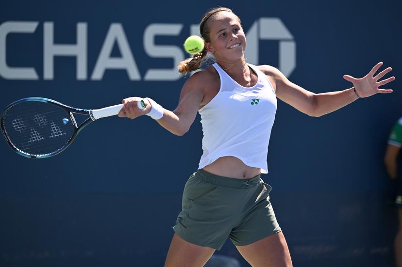 Belgian Hanne Vandewinkel pictured in action during a tennis game against Australian Hon, in the third round of the qualifications for the women's singles of the 2025 US Open Grand Slam tennis tournament in New York City, USA, Friday 22 August 2025. BELGA PHOTO TONY BEHAR