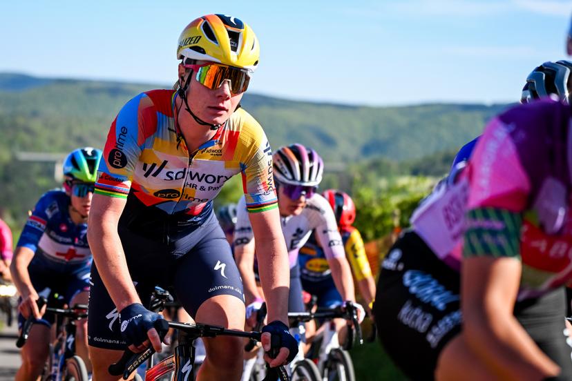Belgian Lotte Kopecky of SD Worx-Protime pictured in action during the women elite race of the Liege-Bastogne-Liege UCI World Tour one day cycling race, 156km from Bastogne to Liege, Sunday 26 April 2026. BELGA PHOTO ELIAS ROM