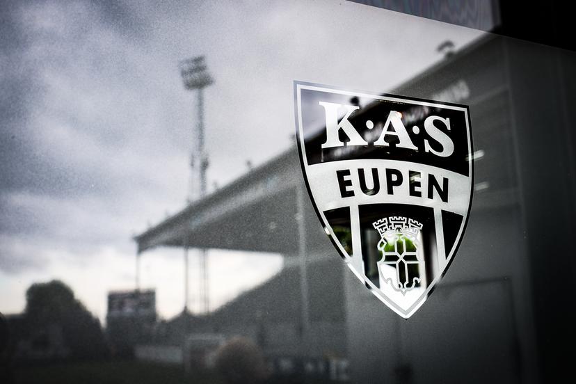 this picture shows the KAS Eupen logo prior to a soccer match between KAS Eupen and SK Beveren, in Eupen, on day 2 of the 2024-2025 'Challenger Pro League' 1B second division of the Belgian championship, Friday 23 August 2024. BELGA PHOTO BRUNO FAHY