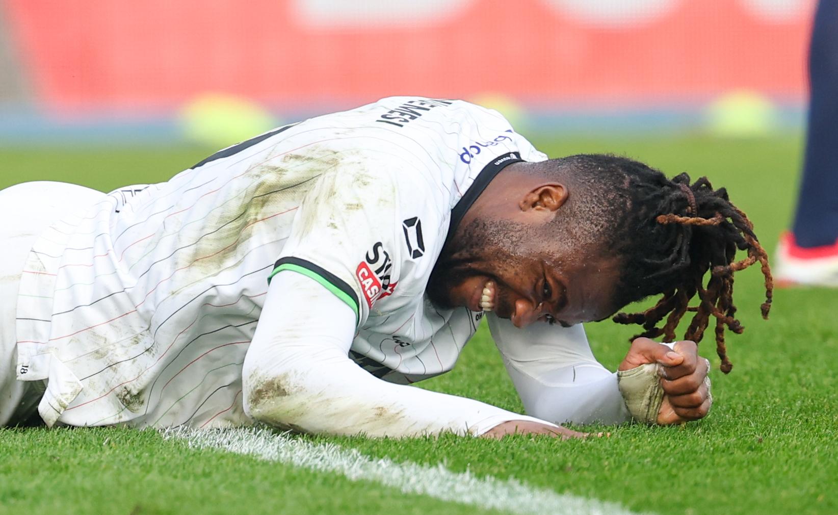 OHL's Chukwubuikem Ikwuemesi looks dejected during a soccer match between Oud-Heverlee Leuven and KVC Westerlo, Saturday 07 March 2026 in Leuven, on day 28 of the 2025-2026 'Jupiler Pro League' first division of the Belgian championship. BELGA PHOTO VIRGINIE LEFOUR