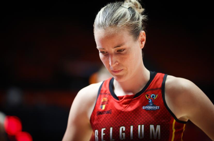Belgian Cats Kim Mestdagh pictured during the semi-final match between Belgium's national women's basketball team The Belgian Cats and Serbia, in Valencia, Spain, Saturday 26 June 2021. The Belgian Cats are in Spain for the second part of the FIBA Women's EuroBasket 2021 European Basketball championships, that take place from 17 to 27 June. BELGA PHOTO VIRGINIE LEFOUR