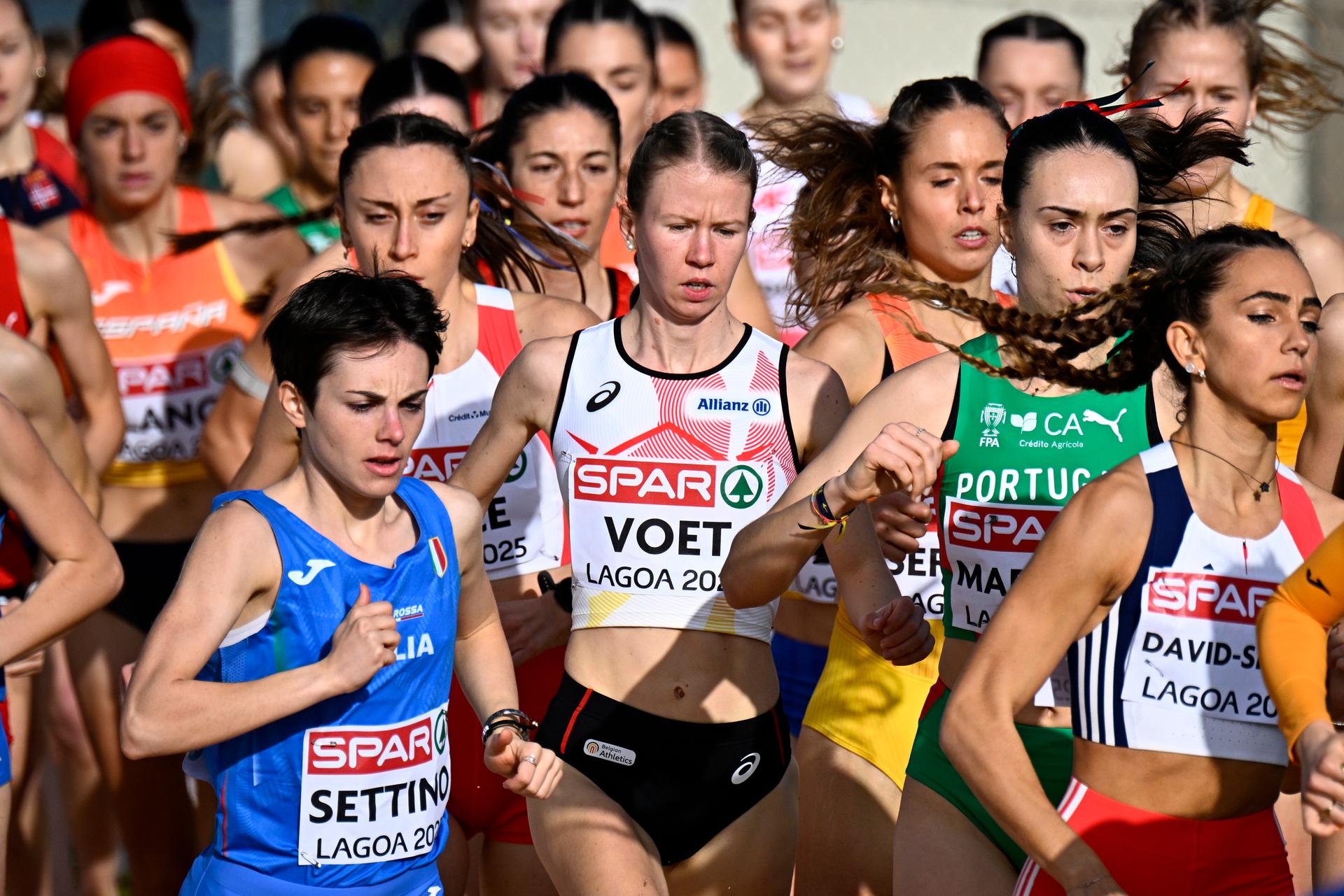 Belgian Julie Voet pictured in action during the Women U23 race at the 2025 SPAR European Cross Country Championships, in Lagoa, Portugal, Sunday 14 December 2025. BELGA PHOTO JASPER JACOBS