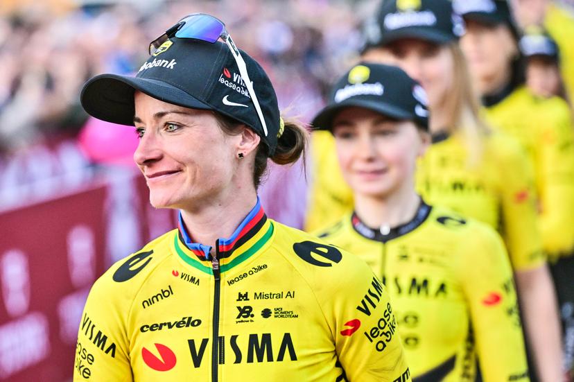 Dutch Marianne Vos pictured during the team presentations ahead of the 'Strade Bianche' one day cycling race from and to Siena, Italy, Friday 06 March 2026. BELGA PHOTO DIRK WAEM