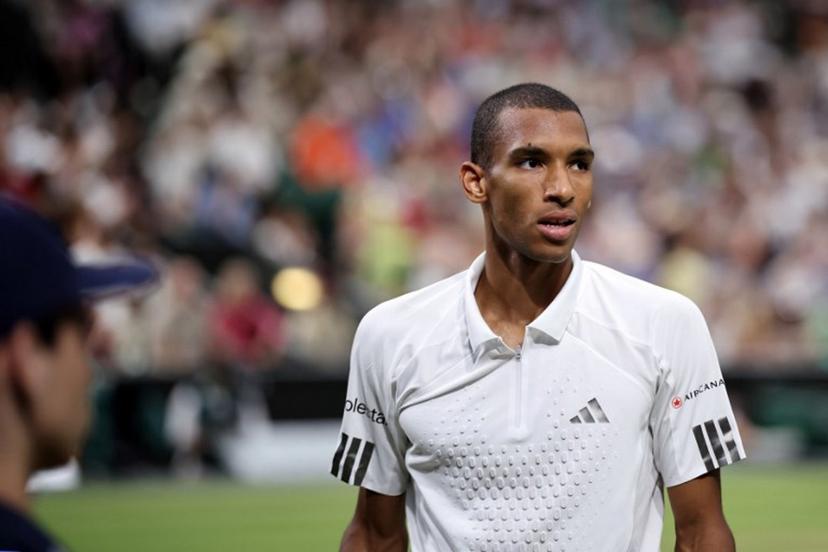 Canada's Felix Auger-Aliassime is pictured during his men's singles quarter-final tennis match against Serbia's Novak Djokovic on the ninth day of the 2026 Wimbledon Championships at The All England Lawn Tennis and Croquet Club in Wimbledon, southwest London, on July 7, 2026.  Henry NICHOLLS / AFP