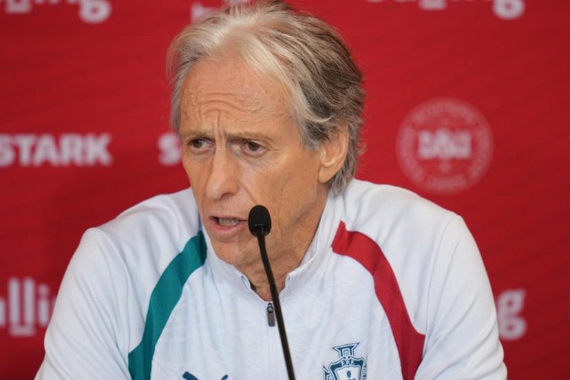 Portugal's coach Jorge Jesus addresses a press conference in Helsingor, Denmark, on September 30, 2026, on the eve of their Nations League Group A4 match against Denmark.  Liselotte Sabroe / Ritzau Scanpix / AFP