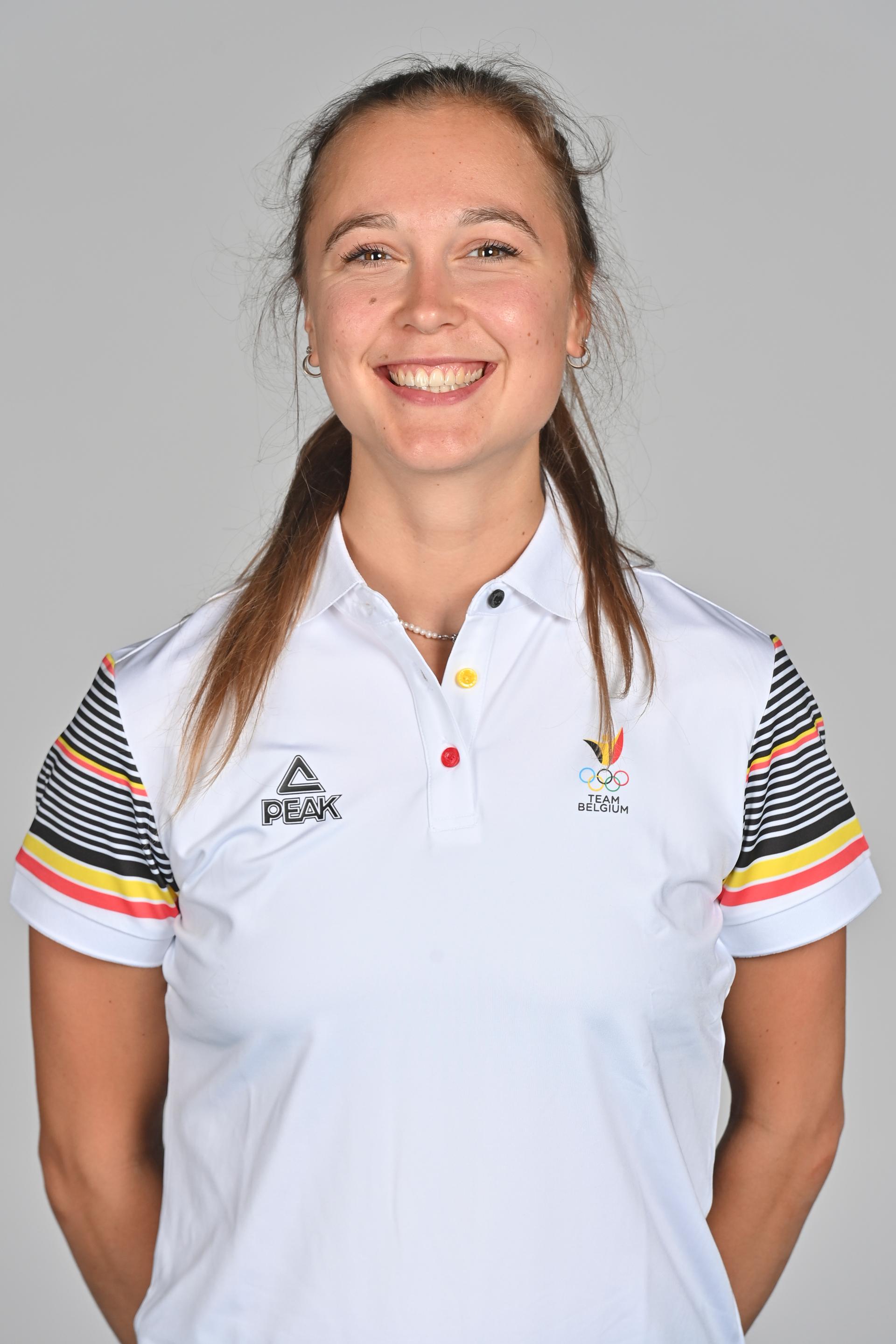 Tinne Gilis poses for the photographer at a photoshoot for the Belgian Olympic Committee BOIC - COIB ahead of the The World Games 2022 sports event, Monday 20 June 2022 in Deurne, Antwerp. BELGA PHOTO DIRK WAEM