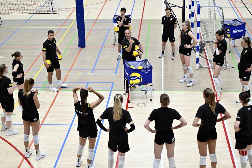 A training session of Belgian national women's volleyball team the Yellow Tigers is organized on Wednesday 28 May 2025 in Leuven. The team is preparing for the upcoming Nations League. BELGA PHOTO ERIC LALMAND