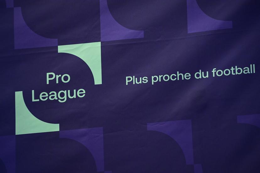 Illustration picture shows the logo and slogan 'Plus proche du football' of the Pro League, at a press conference after the general assembly meeting of the Jupiler Pro League, in Diegem, Friday 31 July 2020.  BELGA PHOTO LAURIE DIEFFEMBACQ