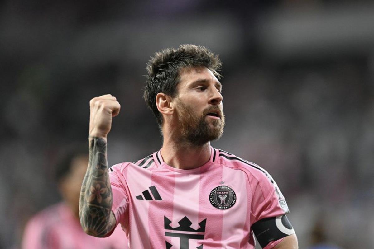 Inter Miami's Argentine forward #10 Lionel Messi reacts during the Major League Soccer (MLS) regular season football match between Inter Miami CF and CF Montreal at Nu Stadium in Miami, Florida, on August 29, 2026.   CHANDAN KHANNA / AFP