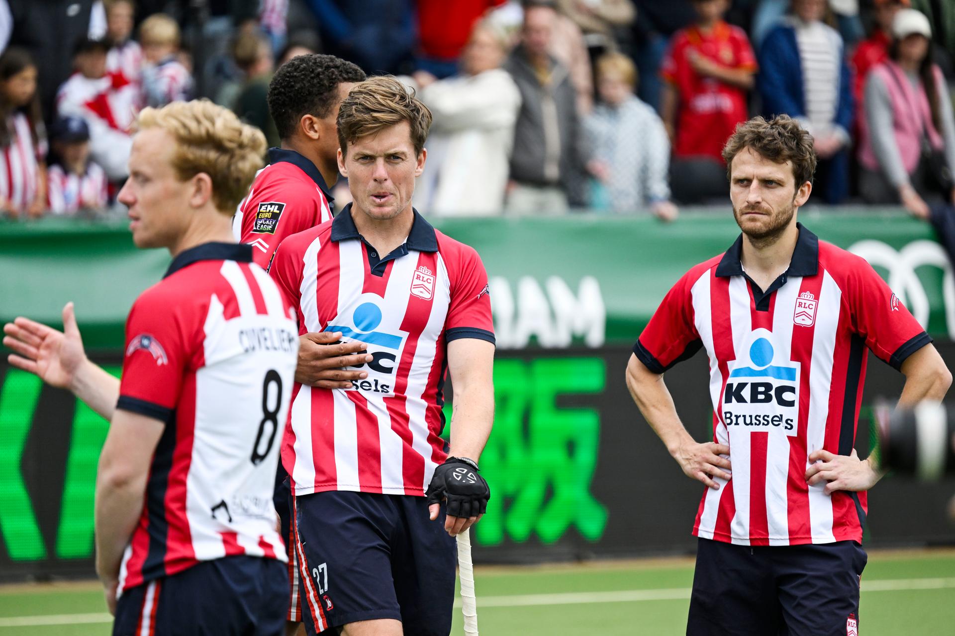 Leopold's Tom Boon shows defeat after a hockey game between Royals Leopold Club and Gantoise, Sunday 25 May 2025 in Antwerp, the second leg game in the finals of the men's 2024-2025 Belgian first division hockey championship. BELGA PHOTO TOM GOYVAERTS