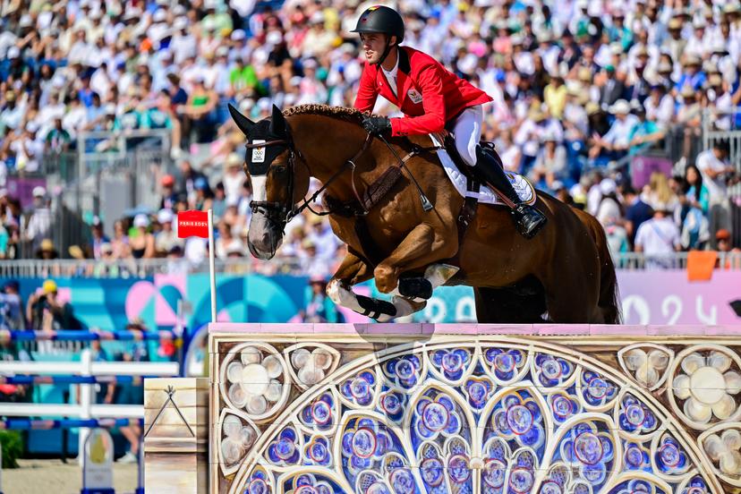 Belgian rider Gilles Thomas and his horse Ermitrage Kalone pictured in action during the Equestrian Mixed Individual Jumping final at the Paris 2024 Olympic Games, on Wednesday 31 July 2024 in Paris, France. The Games of the XXXIII Olympiad are taking place in Paris from 26 July to 11 August. The Belgian delegation counts 165 athletes competing in 21 sports. BELGA PHOTO DIRK WAEM