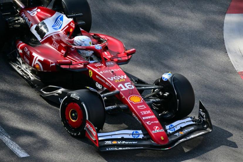Ferrari's Monegasque driver Charles Leclerc drives during the second practice session for the Formula One Monaco Grand Prix at the Circuit de Monaco, on May 23, 2025, two days ahead of the race.  Andrej ISAKOVIC / AFP