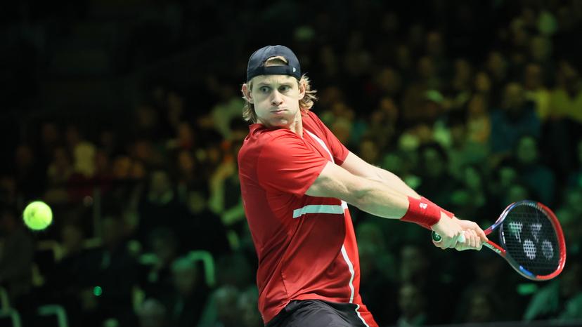 Belgian Zizou Bergs pictured in action during a tennis match against Italian Cobolli, the second in the Davis Cup semifinals between Belgium and Italy, in Bologna, Italy, on Friday 21 November 2025. The Davis Cup top eight Finals take place in Bologna from November 18 to 23. BELGA PHOTO BENOIT DOPPAGNE