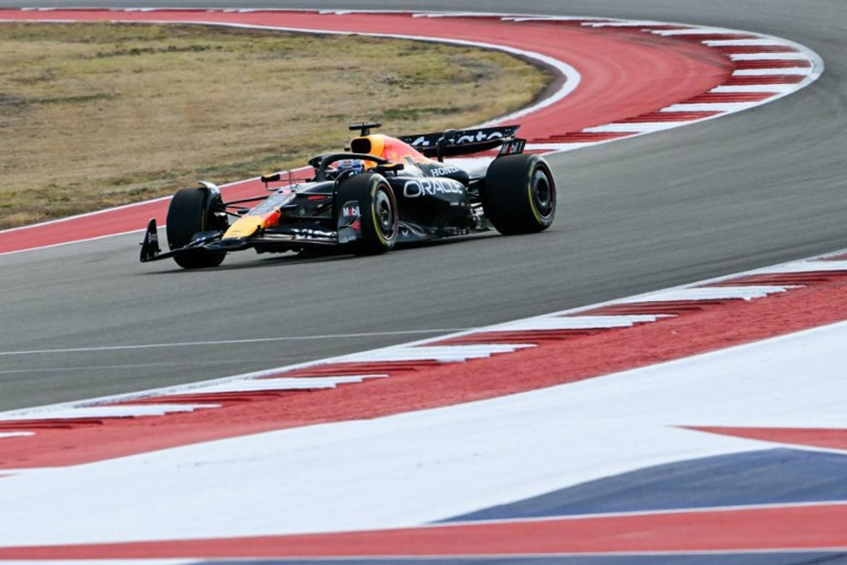 Red Bull Racing's Dutch driver Max Verstappen races during the United States Formula One Sprint at the Circuit of the Americas in Austin, Texas, on October 18, 2025.  RONALDO SCHEMIDT / AFP
