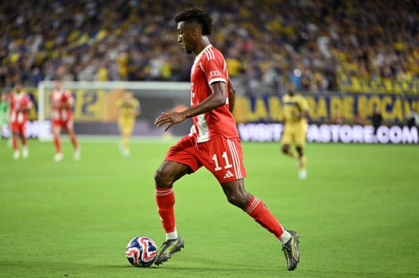 Bayern Munich's French forward #11 Kingsley Coman controls the ball during the FIFA Club World Cup 2025 Group C football match between Germany's Bayern Munich and Argentina's Boca Juniors at the Hard Rock stadium in Miami on June 20, 2025.  PATRICIA DE MELO MOREIRA / AFP