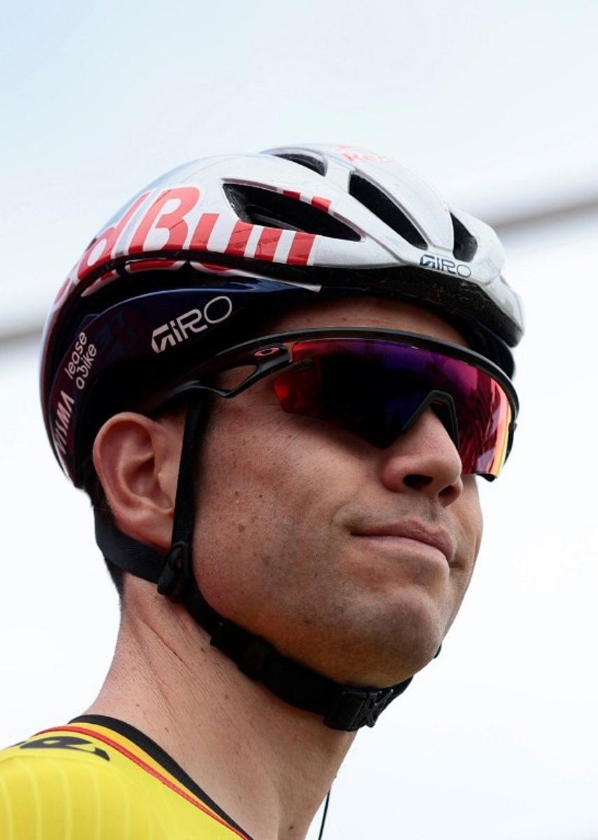 Team Visma-Lease a Bike's Belgian rider Wout Van Aert attends the start of the first stage of the 108th Giro d'Italia cycling race, 160km from Durres to Tirana in Albania, on May 9, 2025.  Luca Bettini / AFP