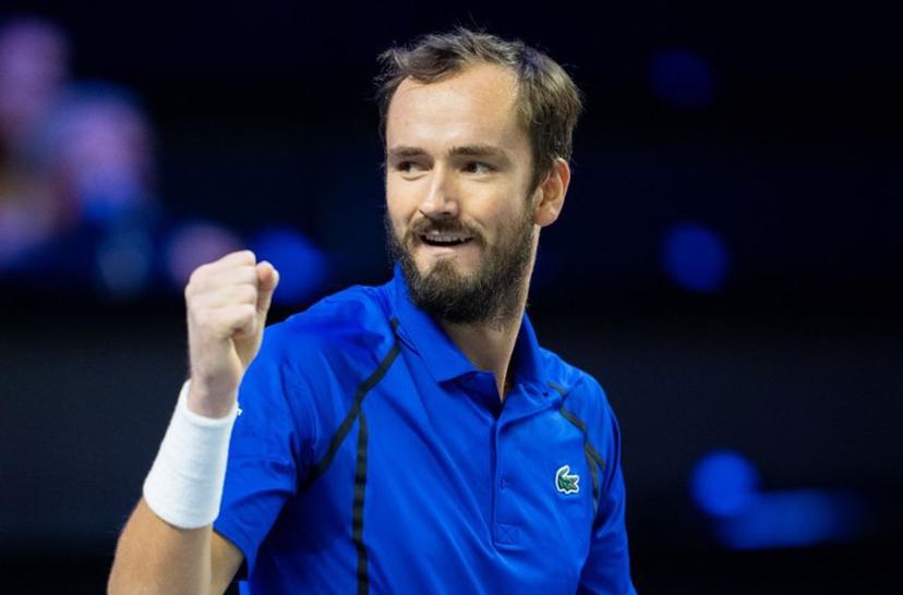 Russia's Daniil Medvedev reacts during his match against France's Adrian Mannarino (not pictured) at the Erste Bank Open 2026 ATP 500 tennis tournament in Vienna, Austria, on October 30, 2026.  GEORG HOCHMUTH / APA / AFP