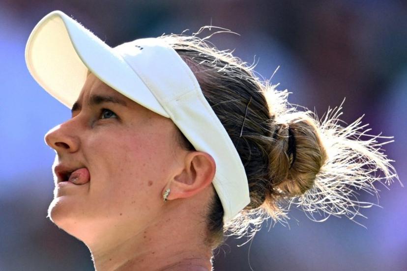 Czech Republic's Barbora Krejcikova reacts as she plays against Russia's Mirra Andreeva during their women's singles second round tennis match on the third day of the 2026 Wimbledon Championships at The All England Lawn Tennis and Croquet Club in Wimbledon, southwest London, on July 1, 2026.  Kirill KUDRYAVTSEV / AFP
