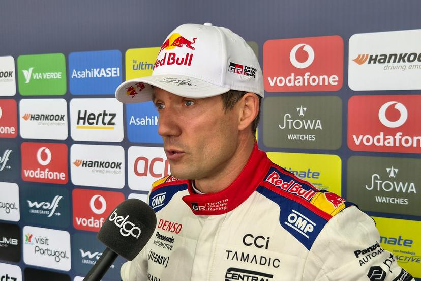 French Sebastien Ogier talks to the press at the Rally de Portugal event in Matosinhos, Portugal on Sunday 10 May 2026. BELGA PHOTO ERIC DUPAIN