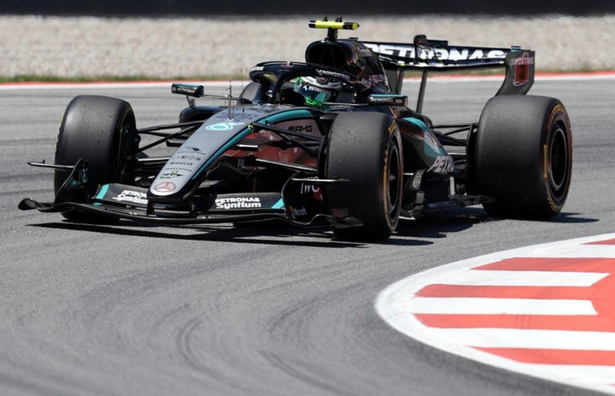 Mercedes' Italian driver Kimi Antonelli takes part in the first practice session at the Circuit de Catalunya ahead of the Catalonia Formula One Grand Prix in Montmelo, on the outskirts of Barcelona on June 12, 2026.  Manaure QUINTERO / AFP
