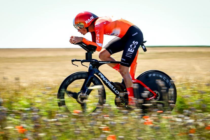 British Samuel Watson of Ineos Grenadiers pictured in action during stage five of the 2025 Tour de France cycling, a 33km time trial in Caen, France on Wednesday 09 July 2025. The 112th edition of the Tour de France starts on Saturday 5 July in Lille, France, and will finish in Paris, France on the 27th of July. BELGA PHOTO JASPER JACOBS