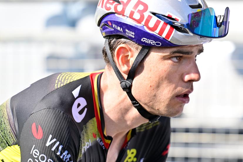 Belgian Wout van Aert of Team Visma-Lease a Bike crosses the finish line of stage 12 of the 2025 Tour de France cycling, from Auch to Hautacam (181 km), on Thursday 17 July 2025 in France. The 112th edition of the Tour de France starts on Saturday 5 July in Lille, France, and will finish in Paris, France on the 27th of July.   BELGA PHOTO DIRK WAEM