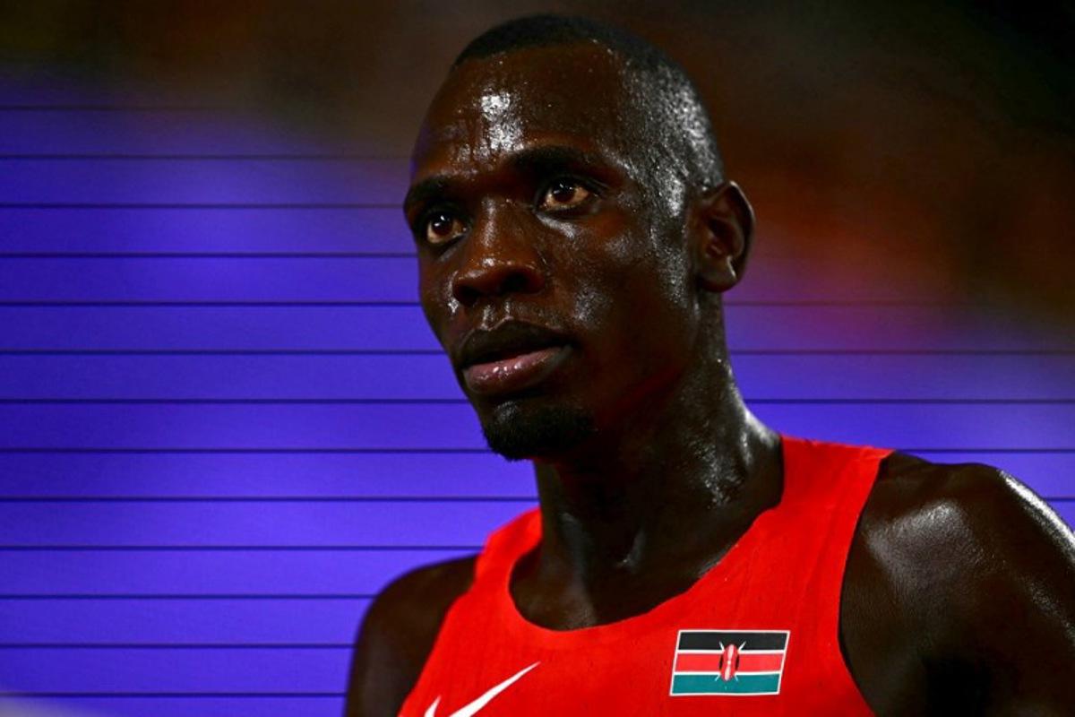 Kenya's athlete Emmanuel Wanyonyi reacts after competing in the men's 800m heats during the World Athletics Championships in Tokyo on September 16, 2025.  Yuichi YAMAZAKI / AFP