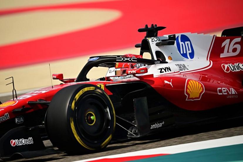 Ferrari's Monegasque driver Charles Leclerc drives on the second day of the Formula One pre-season testing at the Bahrain International Circuit in Sakhir on February 12, 2026.  Giuseppe CACACE / AFP